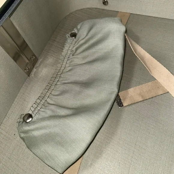 Vintage Grasshopper Suitcase Cream and Green Classic Soft Sided Stiff Frame MCM - Picture 11 of 16